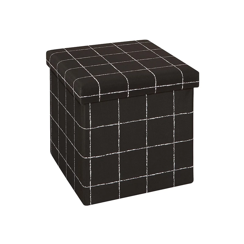 15 Inch Collapsible Storage Ottoman Black White