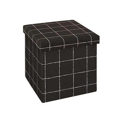 15 Inch Collapsible Storage Ottoman Black White