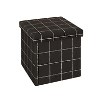 15 Inch Collapsible Storage Ottoman Black White