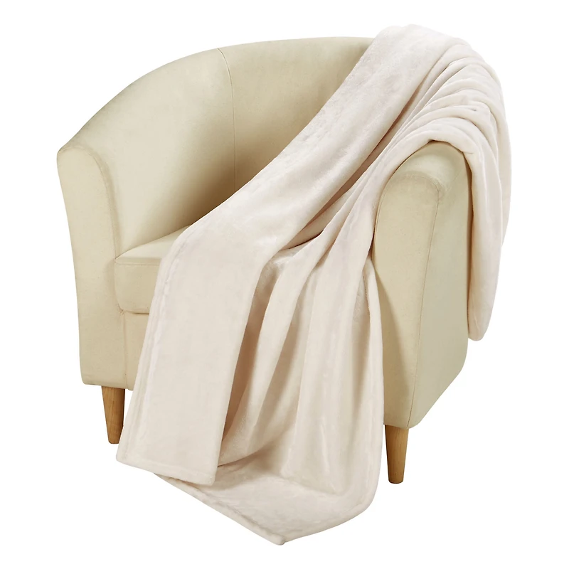 Couverture en velours pelucheux blanc HOMETRENDS, 1 place 20 % polyester recyclé