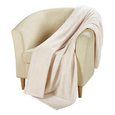Couverture en velours pelucheux blanc HOMETRENDS, 1 place 20 % polyester recyclé
