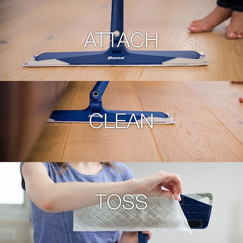 Bona Hardwood Floor Disposable Wet Cleaning Pads, 12 Count, Quick and Easy Cleaning