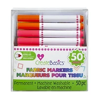 Create Basics Fabric Markers Bullet Tip 50 Pack, Permanent fabric markers