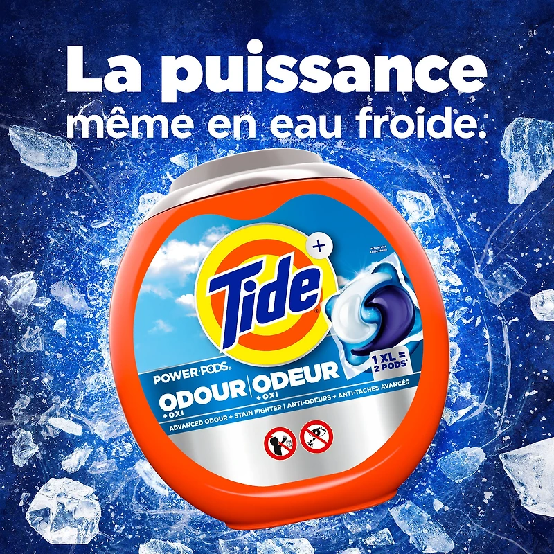 Tide Odour + Oxi Laundry Detergent Pacs, Original Scent, Advanced Odour + Stain Fighter, 25CT
