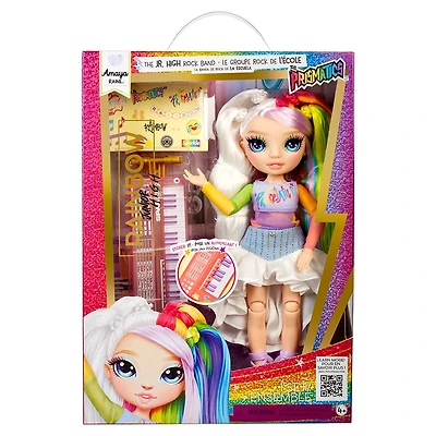 Rainbow High Jr High Rock Band -  Amaya, Rainbow 9” Fashion Doll with Keyboard and Stickers