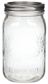 Bernardin Decorative Mason Jars with Lids and Bands, Wide Mouth, 1 L, 12 Count