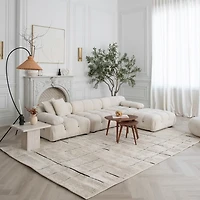 Tapis d'interieur abstrait Rug Branch Domus, creme noir, moderne - Salon, chambre, salle a manger et cuisine