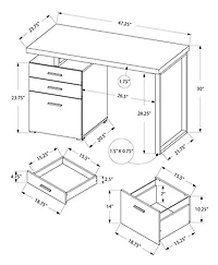Monarch Specialties Computer Desk, Home Office, Laptop, Left, Right Set-up, Storage Drawers, 48"l, Work, Metal, Laminate, Grey, Black, Contemporary, Modern