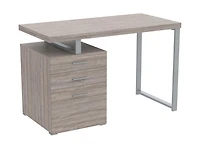 Safdie & Co. Computer Desk 47.25L Dark Taupe 3 Drawers Silver Metal