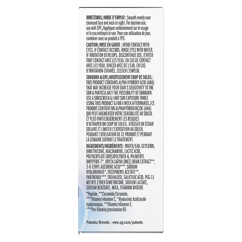 Super sérum réparateur de nuit 5 en 1 de Olay Sérum léger renouvelant pour le visage  Soin de la peau correcteur de rides avec acide salicylique, niacinamide, acide lactique, glycérine, peptide 50ML