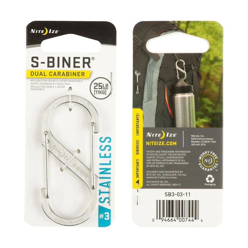 S-Biner® Double Mousqueton Inox # 3 - Inox S-Biner® Double Inox # 3 - Inox