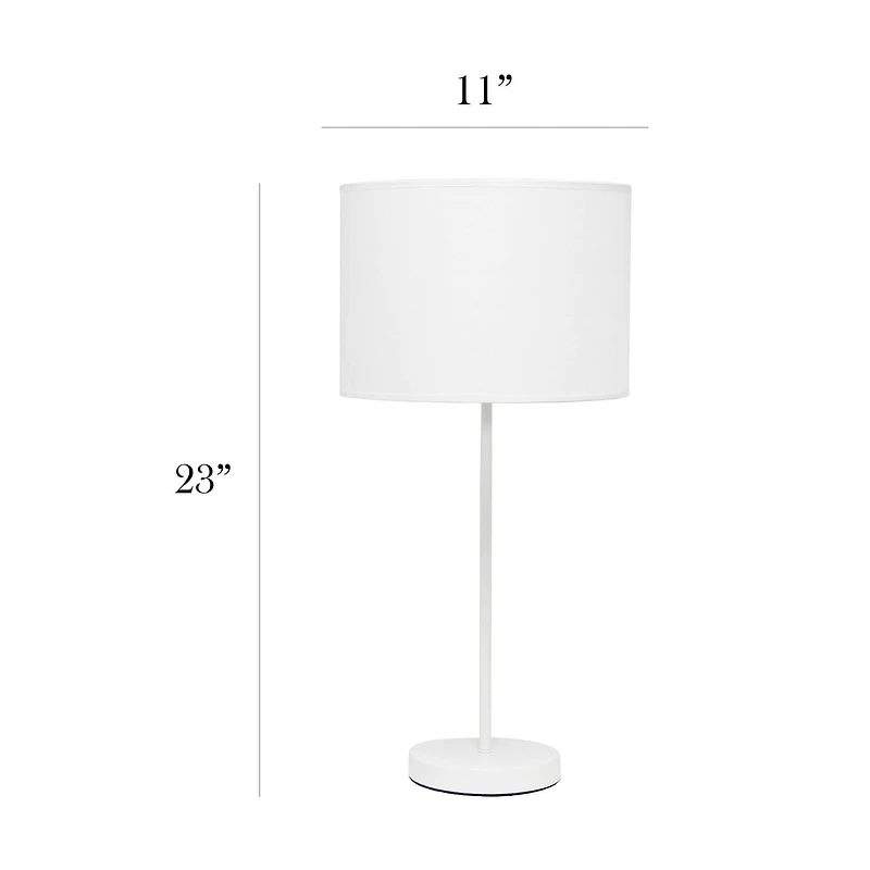 Lampe Simple Stick blanche avec abat-jour en tissu