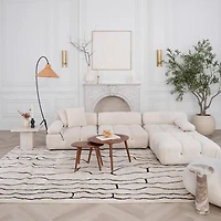 Rug Branch Domus Abstract Indoor Area Rug, Cream Black, Modern - Living Room, Bedroom, Dining Room, and Kitchen