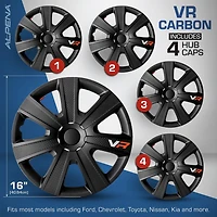16 In VR Carbon Black Wheel Cover 4 pack