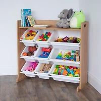 Rangement jouets, 9 bacs en plastique avec tablette