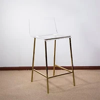 Lot de 3 tabourets de comptoir en acrylique transparent et doré – Heavenly Collection | Idéal pour îlot de cuisine ou salle à manger
