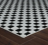 Tapis d'interieur et d'exterieur a carreaux Rug Branch Maise, noir et blanc, moderne - Entree, couloir, salle de bain et cuisine
