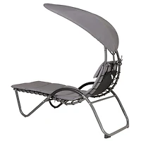 Deko Living Outdoor Cushioned Chaise Lounge with Canopy and Headrest Pillow