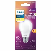 Philips DEL Ultra Definition 60W ampoule A19 blanc doux, givrée PHL DEL 60W A19 SW