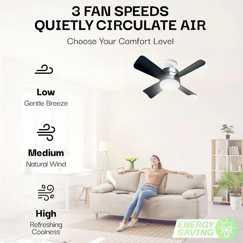 Bell + Howell Socket Fan Light 2-in-1 LED Ceiling Fan with Remote Control, Socket Fan Light