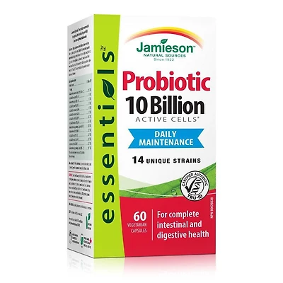 Jamieson Probiotic Capsules, 10 Billion CFU, Vegetarian, 60 Count