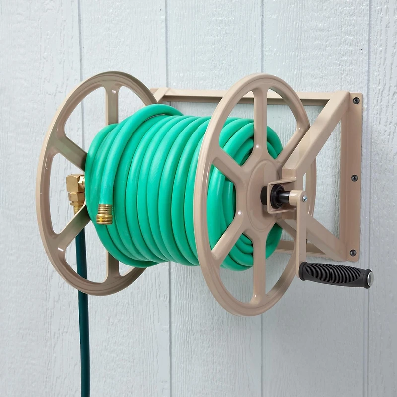 Liberty Garden 709 Steel Wall/Floor Mounted Hose Reel - Tan