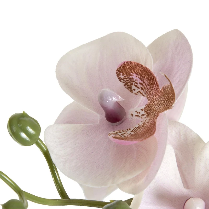 Parrigan Faux Pink Orchid in White Pot, 10.25in H x 6.5in W x 6in D