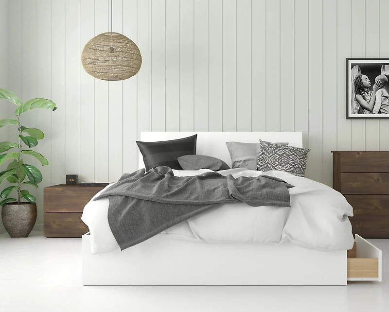 Nexera Compass 3 Piece Bedroom Set, Truffle and White