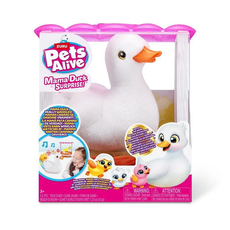 Pets Alive Mama Duck & Baby Surprise by ZURU Nurturing Play Surprise Hatching Interactive Girls' Toy., Surprise Unboxing Soft Toy