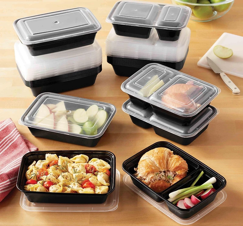 Mainstays 60 Piece Meal Prep Food Storage Containers, dimensions: 8.8"L x 6"W x 2.4"D