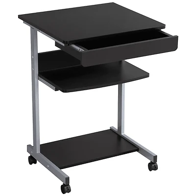 Fullfurnique Bureau d'ordinateur Portable avec Rangement Compact, Noir