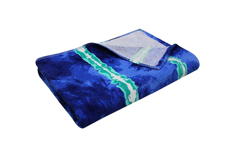 SERVIETTE DE PLAGE IMPRIMÉ SEAKEEPER - Rayures Bleue