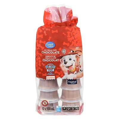 Coupes de crème glacée au chocolat Great Value 12 x 100 ml