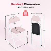 Homy Casa Folding Chair Set of 4 - Premium Upholstery Padded Folding Chairs 4 Packs with Sturdy Metal Frame, Brown Suede/ Pink Fabric/ Grey Fabric