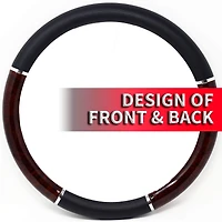 Custom Grip Black Wood Grain Chrome TPE Core Steering Wheel Cover