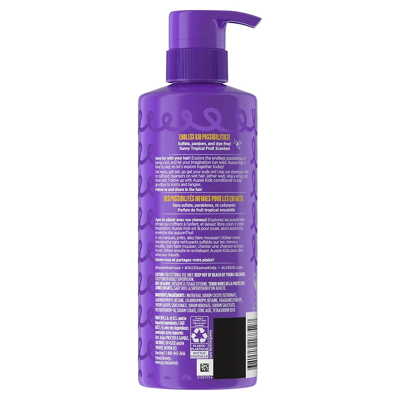 Shampooing Aussie Kids sans sulfate pour cheveux bouclés pour enfants 16 oz liq./475 mL