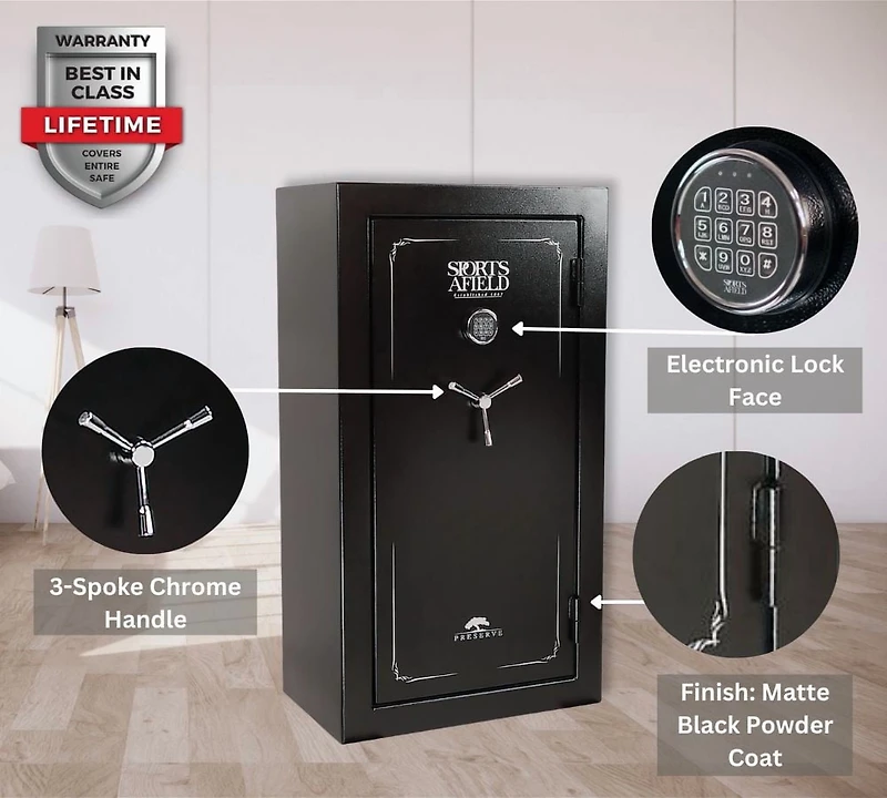 Preserve Series 59" Tall Gun Storage Safe With Electronic Lock & Triple Seal Protection (32 Gun Capacity), Lifetime Warranty Safe