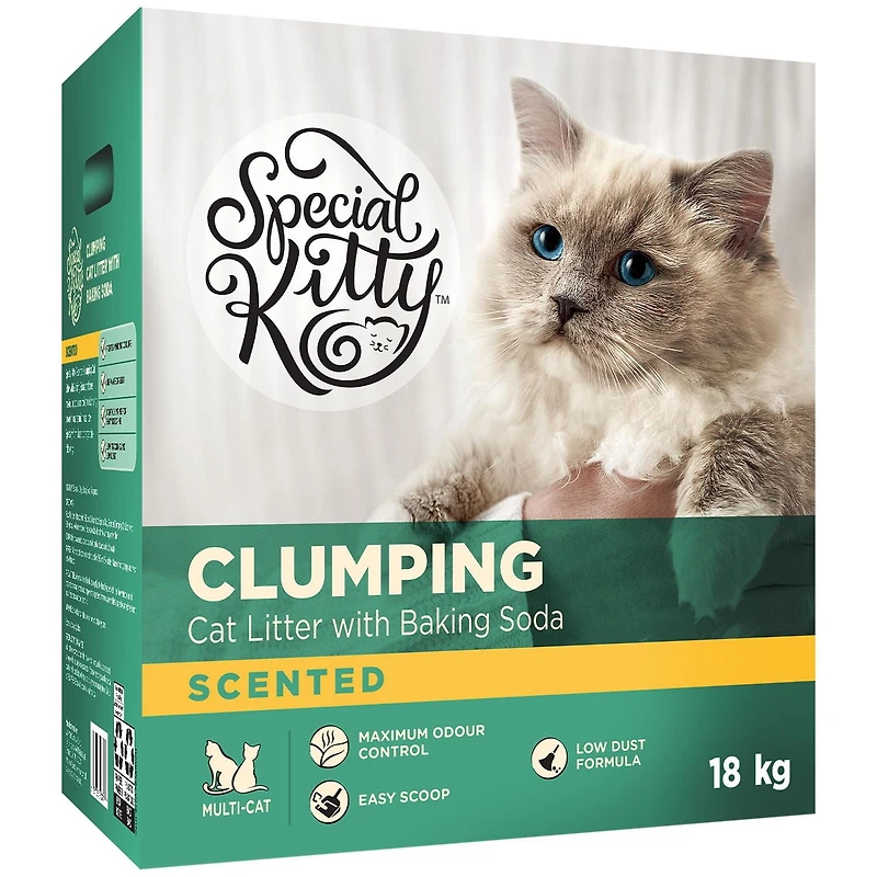 Litière pour chats avec bicarbonate de soude agglomérante parfumée Special Kitty 18 kg