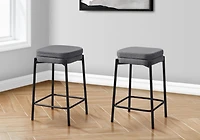 Monarch Specialties  Tabouret De Bar, Hauteur Du Comptoir, Ensemble De 2, Cuisine, Aspect Cuir Noir, Métal Noir, Contemporain, Moderne