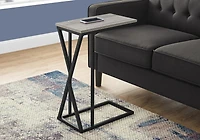 Monarch Specialties Accent Table, C-shaped, End, Side, Snack, Living Room, Bedroom, Metal, Laminate, Grey, Black, Contemporary, Modern
