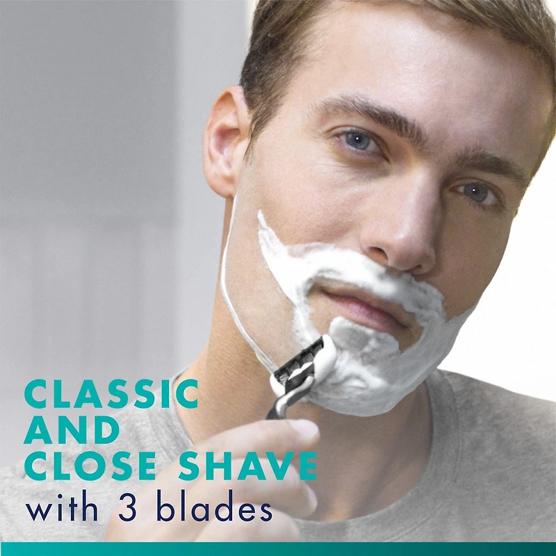 Gillette Mach3 Recharges de Lames de Rasoir Cartouches de Rasoir, Recharges de Rasoir pour Hommes avec Bande Lubrifiante, Lames de Rasoir à 3 Lames pour un Rasage de Près 5ct