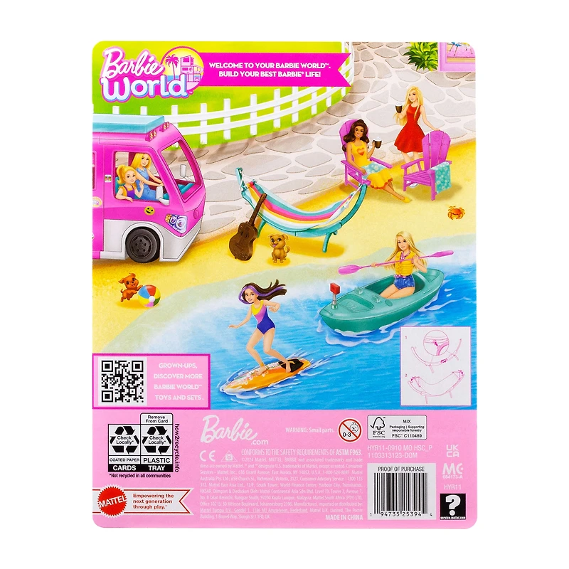 Barbie Barbie World Coffret de jeu avec accessoires Vie en hamac - Exclusivité Walmart Âges 3+