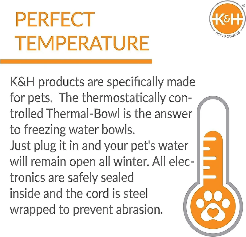 K&H Bol thermique extérieur grand bol à chiens chauffant gris