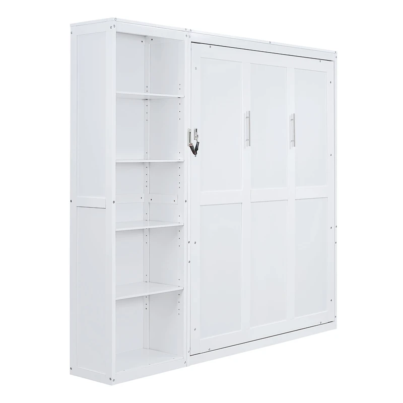 Noble House Queen Murphy Wall Bed with 5-Layer Shelves,White