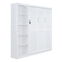 Noble House Queen Murphy Wall Bed with 5-Layer Shelves,White