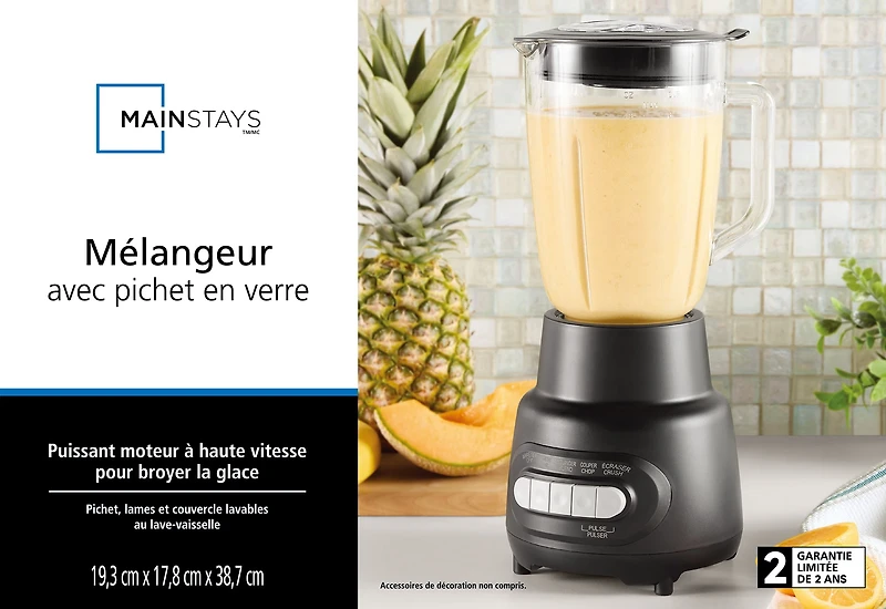 Blender en verre à vitesse 5 avec capacité 48 oz, noir
