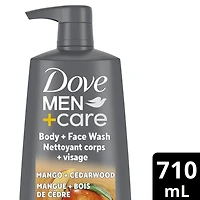 Dove Men+Care Rejuvenating Mango + Cedarwood Body and Face Wash for Men, Mango & Cedarwood with 24-Hour Nourishing Micromoisture Technology, with pump, 710mL, 710mL