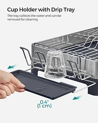 Songmics Home - Petit égouttoir à vaisselle en acier inoxydable, porte-ustensiles, argent et noir