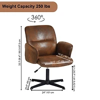 Homy Casa Swivel Desk Chair, Adjustable Ergonomic Office Chair, Brown Faux Suede
