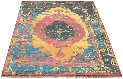 ECARPETGALLERY Tapis Noué à la Main pour Salon, Salle à Manger et Chambre à Coucher Style décontracté Collection Jules Oushak 5'6" x 7'7" en Rouge